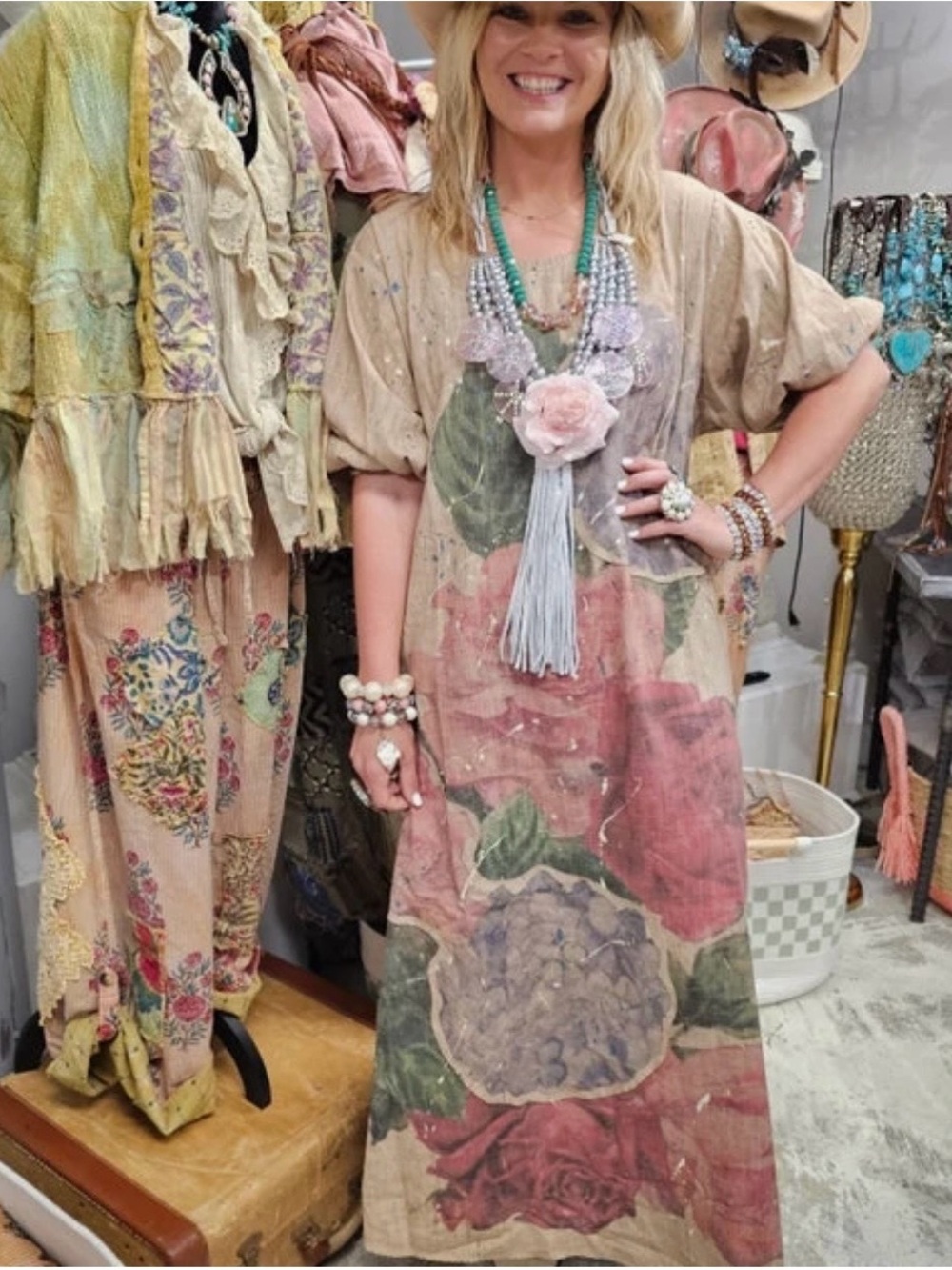 A Rare Bird linen roses dress. O/S. NWT. 
Seller unable to ship 8/26 - 10/15.